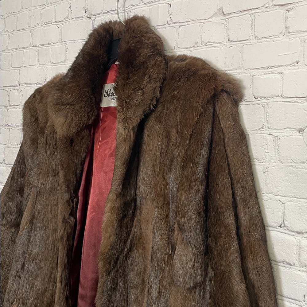 Wilson Suede & leather  Vintage 1990s  Dark Brown Rabbit Fur Coat Size: Medium - Picture 8 of 13